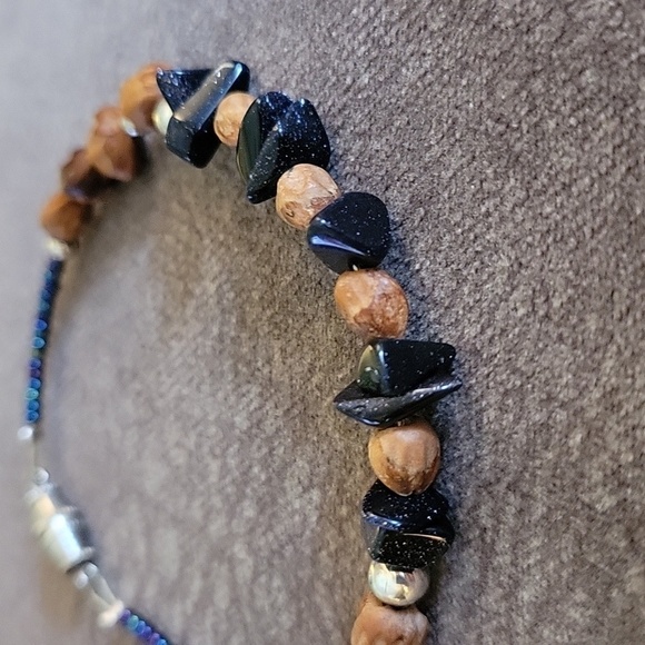 HANDMADE Navajo Black Sunstone Ghost Beaded Protection Bracelet - Picture 2 of 4